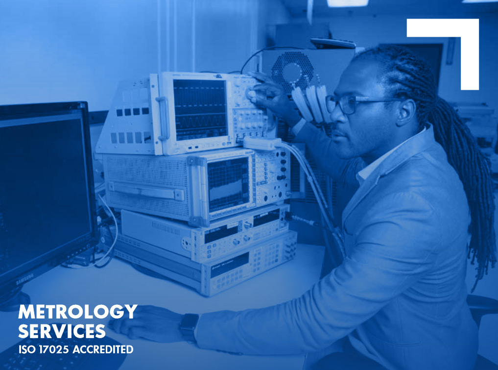 Metrology Services Data Sheet Black man working on metrology calibration devices