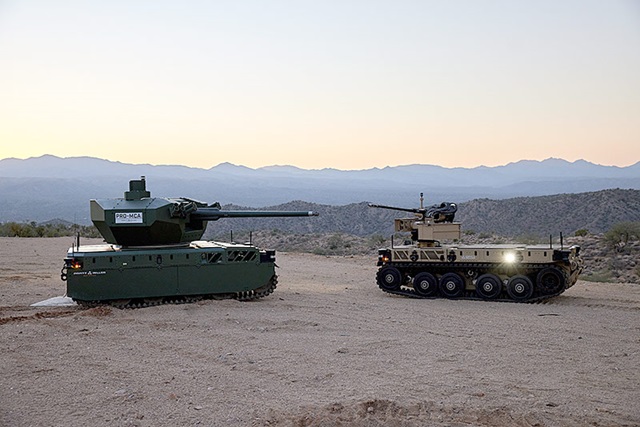 Two tanks at sunset