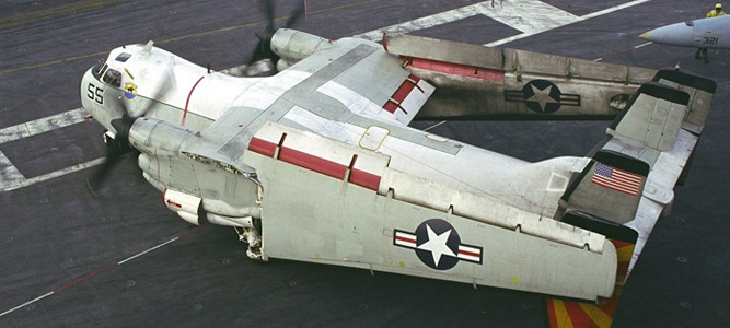 C-2A Greyhound is grounded with wings folded