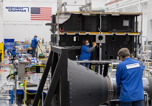 Northrop Grumman employees working on space craft
