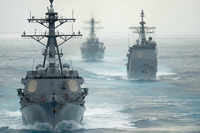 three Navy destroyers