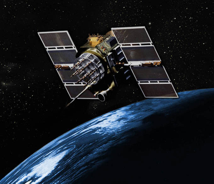 rendering of Global Positioning Satellite System in space