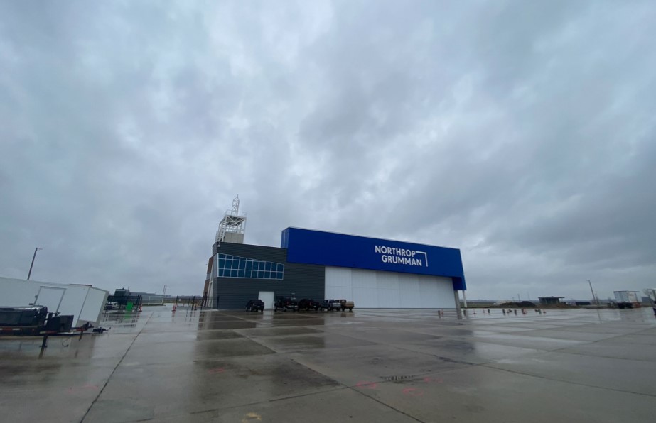 Exterior of Grand Sky North Dakota Facility on cloudy day