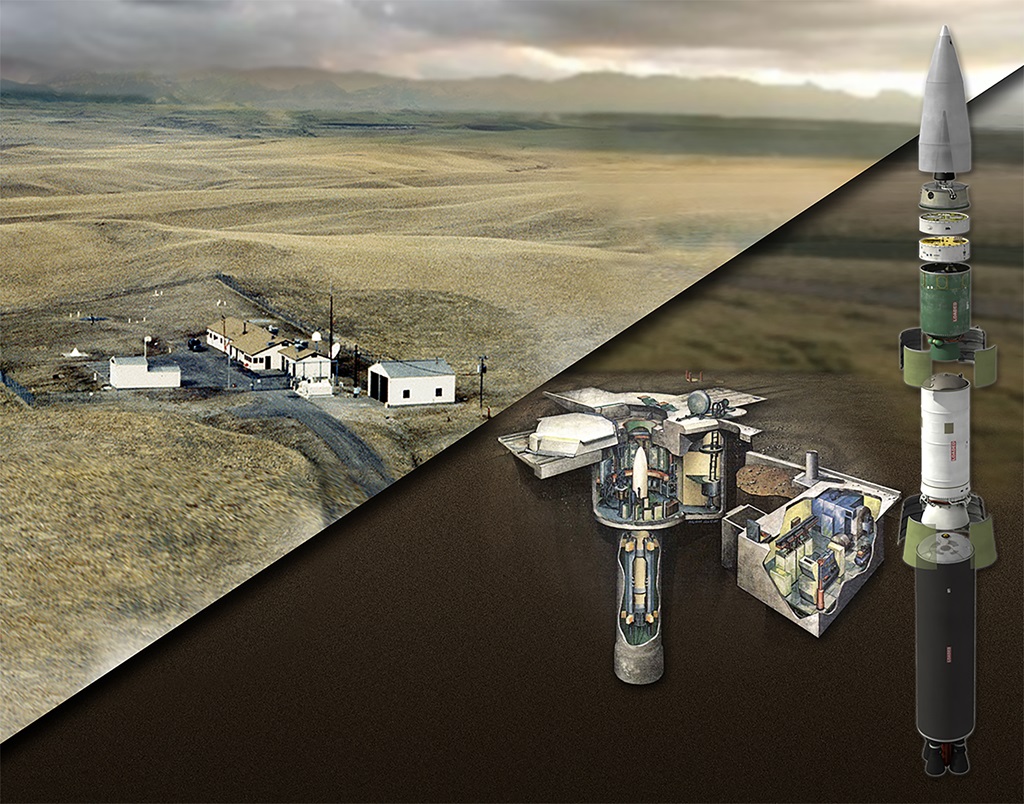A rendering of missile interceptor and a testing site