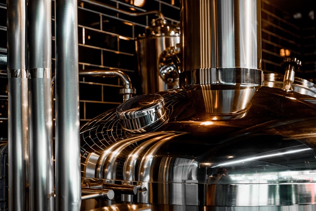 Craft beer brewing equipment in brewery