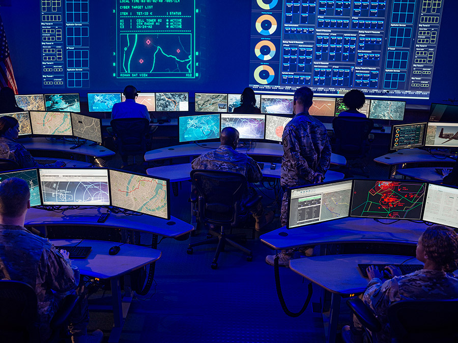 military personel in war room
