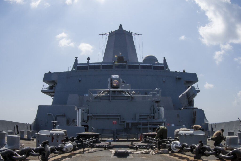 Laser Weapon System Demonstrator deployed on the U.S. Navy’s amphibious platform dock ship USS Portland