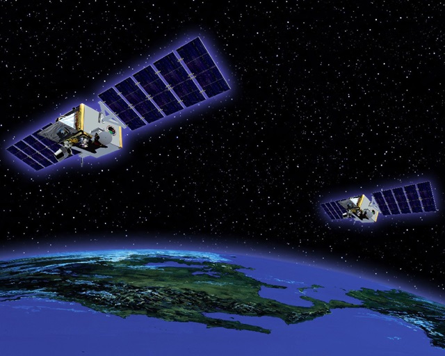 two Space Tracking and Surveillance System Satellites