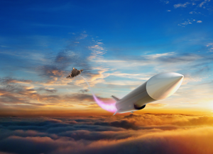 3D rendering of a hypersonic vehicle above Earth