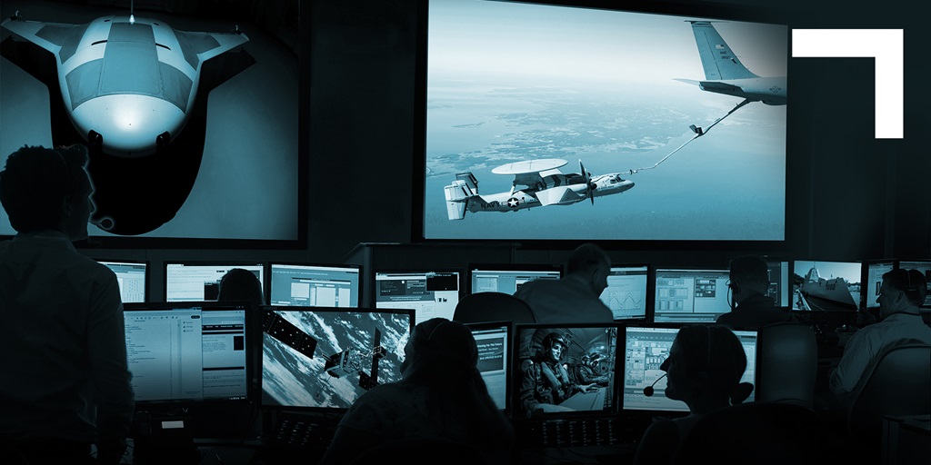 black and white image of command center
