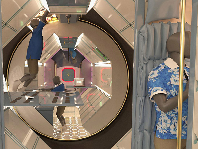 rendering of space station interior