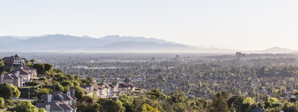 Hilltop view from the west edge of the San Fernando Valley in Los Angeles, California.