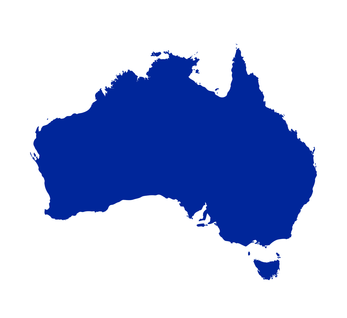 outline of Australia in blue
