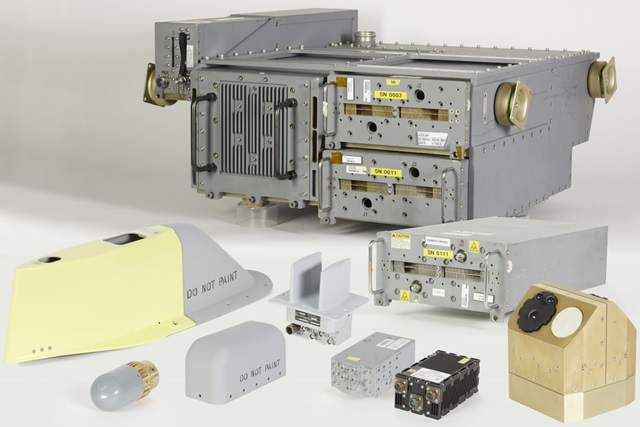 a collection of machine parts that make up an electronic warfare system