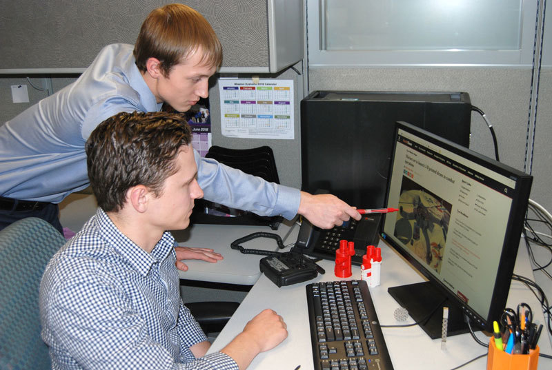 Northrop Grumman interns Nathan R. and Wesley N. work on developing a stealth UAV